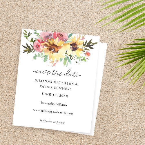 Budget Summer Sunflower Floral Save the Date