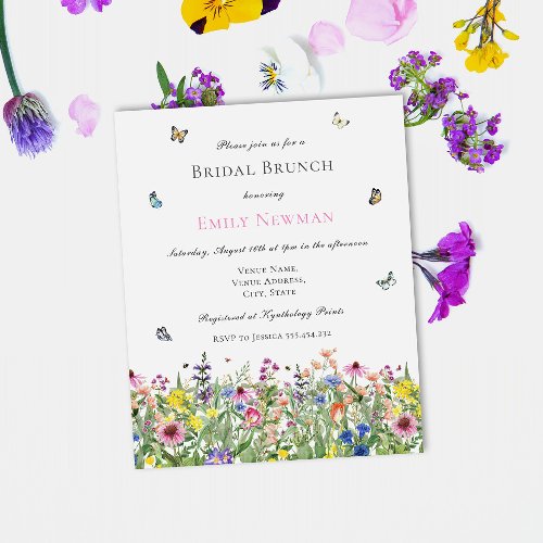 Budget Summer Watercolor Bridal Brunch Invitation