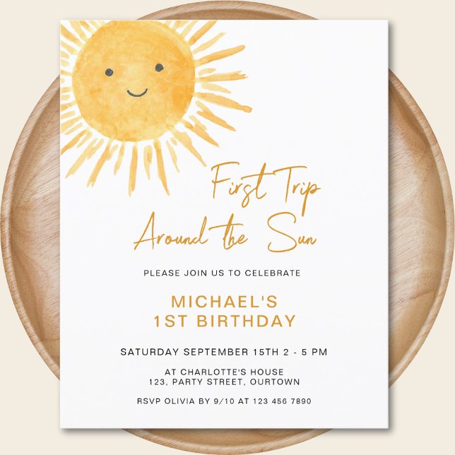 Budget Sun Boy's 1st Birthday Invitation (Creator Uploaded)