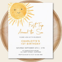 Budget Sun Girl's 1st Birthday Invitation