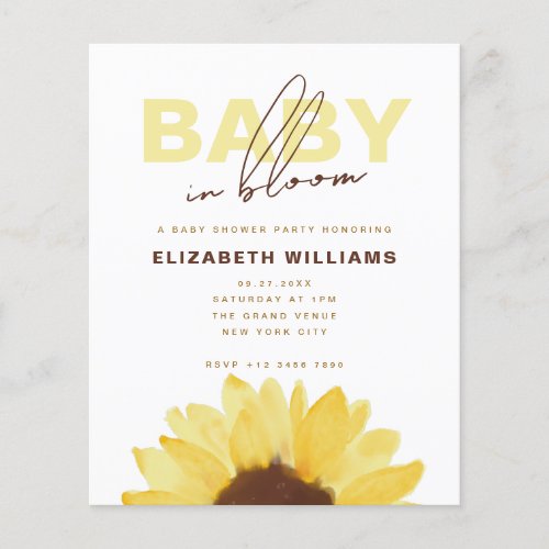 Budget Sunflower Baby in Bloom Shower Party