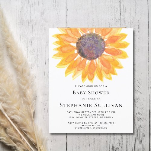 Budget Sunflower Baby Shower Invitation Card
