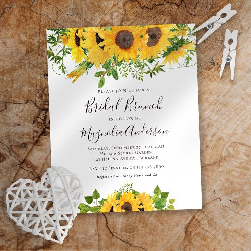 Budget Sunflower Bridal Shower Brunch Invitation