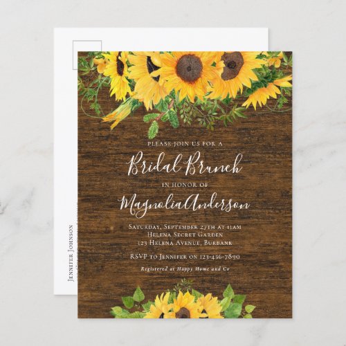 Budget Sunflower Bridal Shower Brunch Postcard