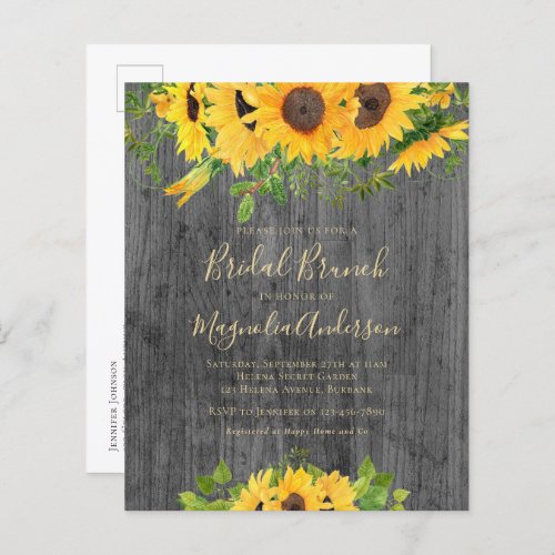 Budget Sunflower Bridal Shower Brunch Postcard