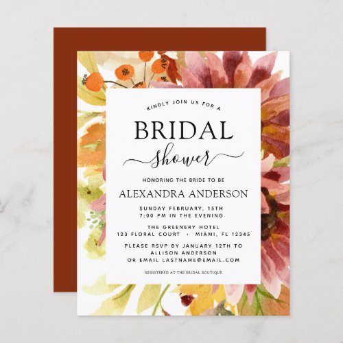 Budget Sunflower Bridal Shower Burgundy Floral