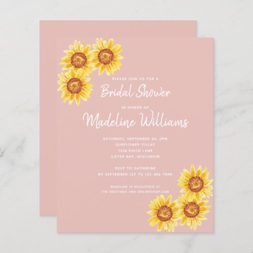 Budget Sunflower Bridal Shower Invitation 