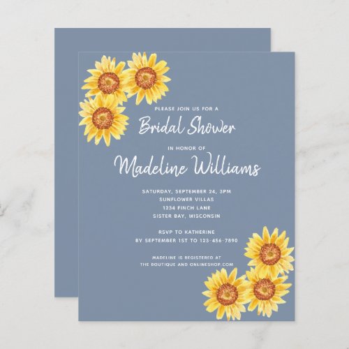 Budget Sunflower Bridal Shower Invitation 