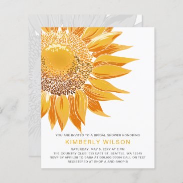 Budget Sunflower Bridal Shower Invitations