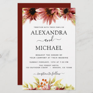 Budget Sunflower Burgundy Country Wedding