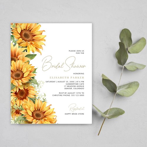 Budget sunflower elegant bridal shower invitation