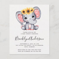 BUDGET Sunflower Elephant Baby Shower Invitation