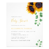 Budget sunflower eucalyptus baby shower invitation flyer (Front)