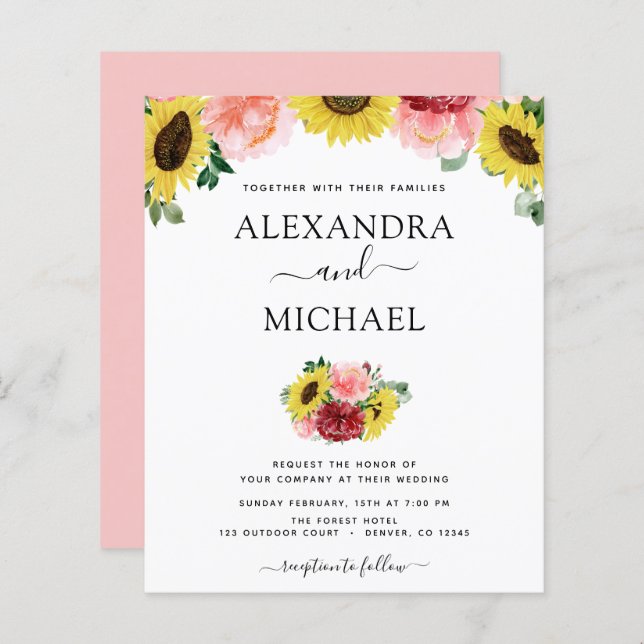 Budget Sunflower Eucalyptus Country Wedding (Front/Back)
