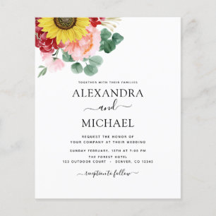 Budget Sunflower Eucalyptus Country Wedding Flyer