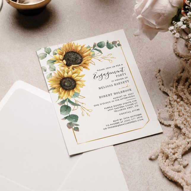 Budget Sunflower Eucalyptus Engagement Invitation (Creator Uploaded)