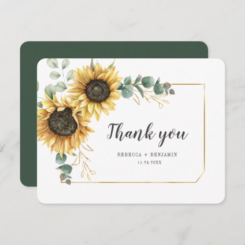 Budget Sunflower Eucalyptus Floral Thank You Note Card