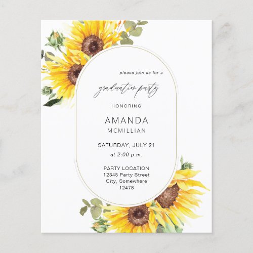 Budget Sunflower  Eucalyptus Graduation Party Flyer