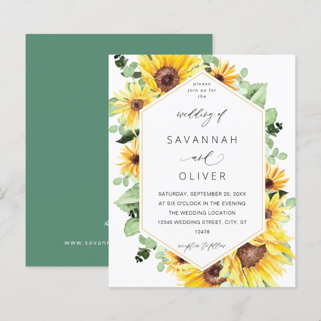 Budget Sunflower & Eucalyptus MOD Floral Wedding (Front/Back)