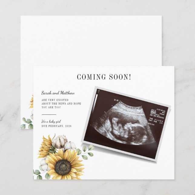 Budget Sunflower Eucalyptus Pregnancy Baby Reveal (Front/Back)