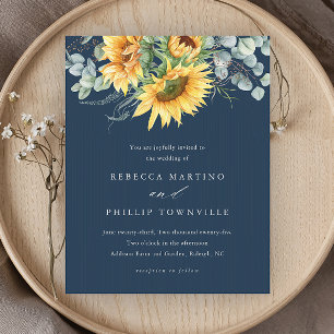 Budget Sunflower Eucalyptus Wedding Invitation