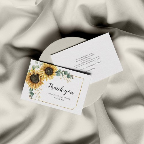 Budget Sunflower Eucalyptus Wedding Thank You Note Card