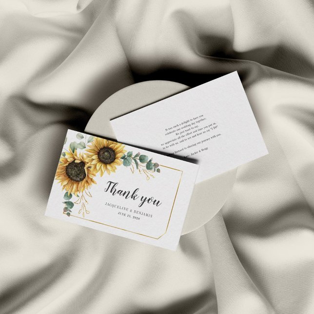 Budget Sunflower Eucalyptus Wedding Thank You Note Card (Creator Uploaded)