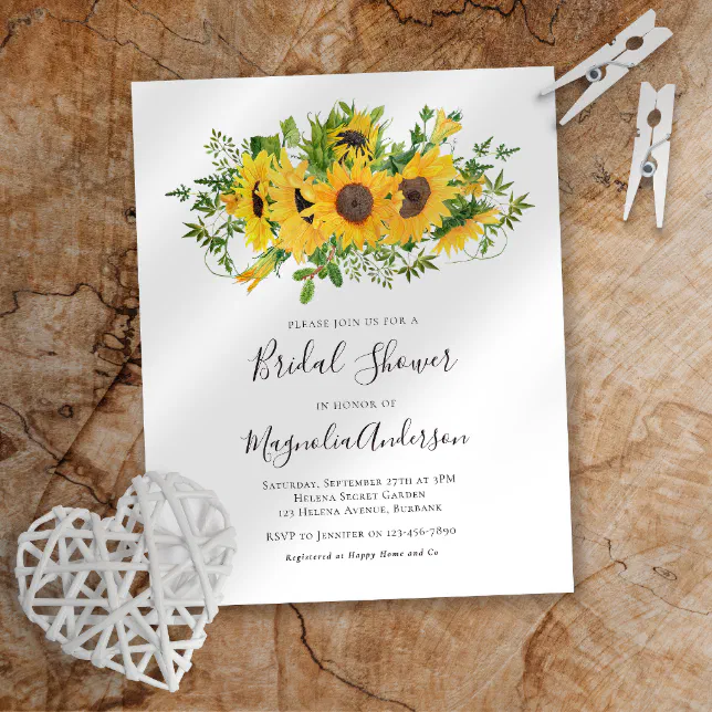 Budget Sunflower Floral Bridal Shower Invitation | Zazzle