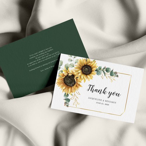 Budget Sunflower Floral Eucalyptus Thank You Card