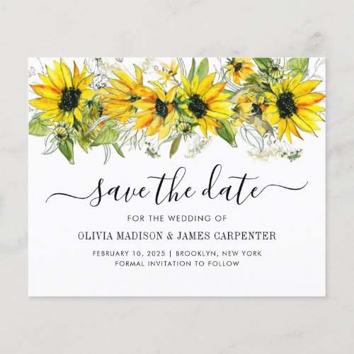 Budget Sunflower Floral Fall Wedding Save the Date