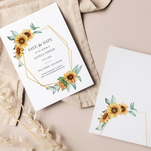 Budget Sunflower Floral Geometric Save The Date Flyer