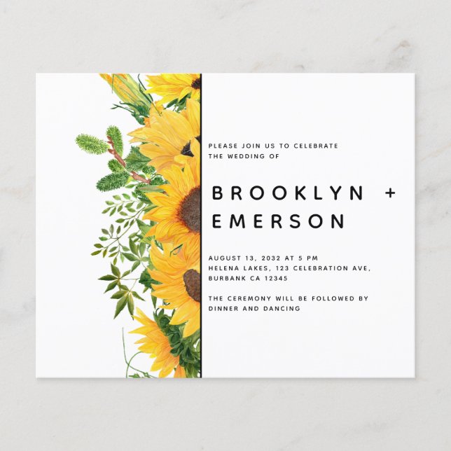 BUDGET Sunflower Floral Modern Wedding (Front)