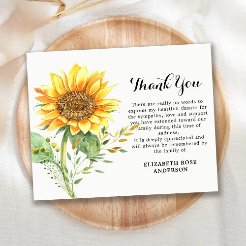 Budget Sunflower Floral Sympathy Funeral Thank You
