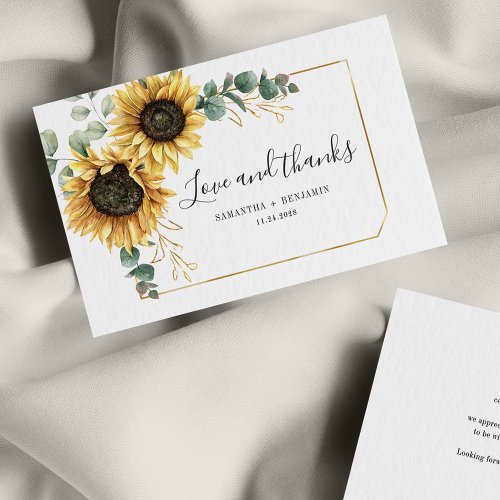 Budget Sunflower Floral Wedding Thank You Card