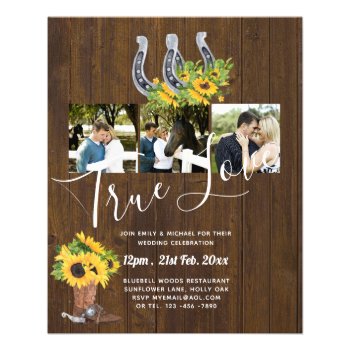 BUDGET Sunflower Horse Shoes PHOTO Collage WEDDING Flyer