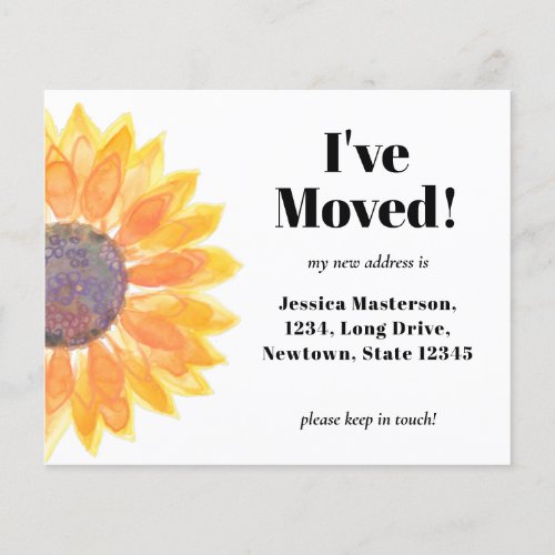 Budget Sunflower Ive Moved Announcement Card