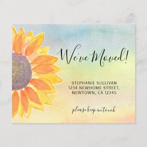 Budget Sunflower Moving Announcement Card