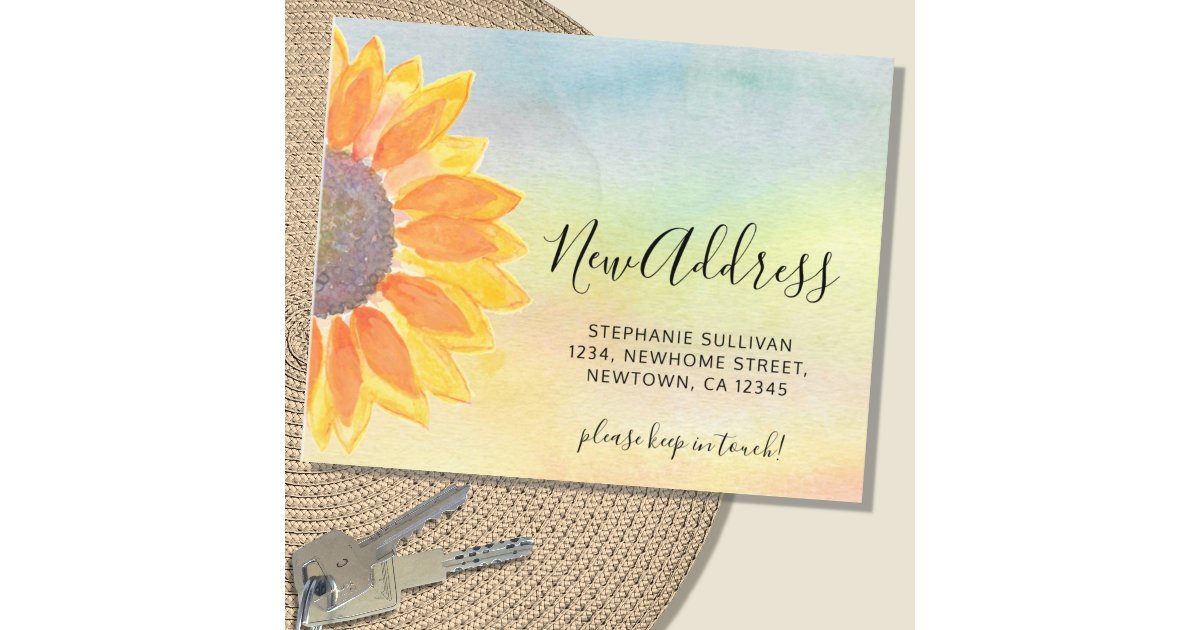 Budget Sunflower Moving Announcement Card | Zazzle