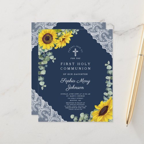 Budget Sunflower Navy Blue Lace First Communion