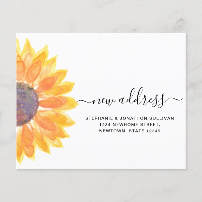 Budget Sunflower New Address Announcement Card (Front)
