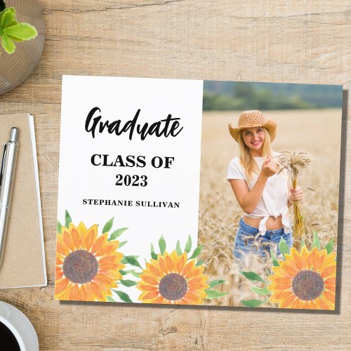 Budget Sunflower Photo Graduation Announcement 