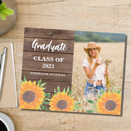 Budget Sunflower Photo Graduation Announcement