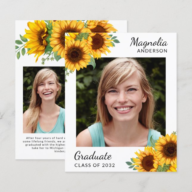 BUDGET Sunflower Photos Graduation Announcement (Front/Back)