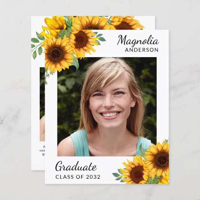 BUDGET Sunflower Photos Graduation Announcement | Zazzle