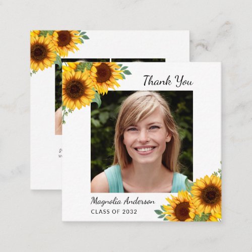 BUDGET Sunflower Photos Graduation Thank You Note Card