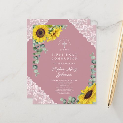 Budget Sunflower Pink Lace First Communion