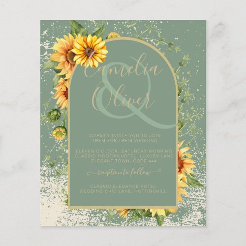BUDGET Sunflower Sage Wedding Invite RSVP QR CODE  Flyer
