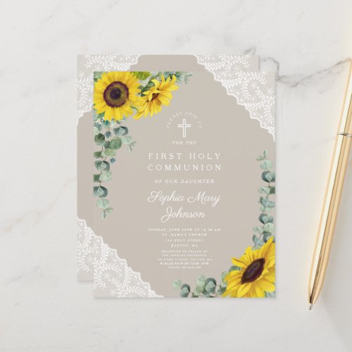 Budget Sunflower Taupe Lace First Communion