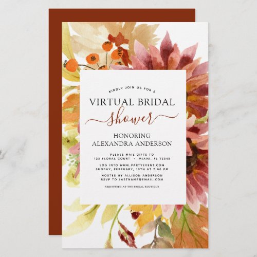 Budget Sunflower Virtual Bridal Shower Burgundy