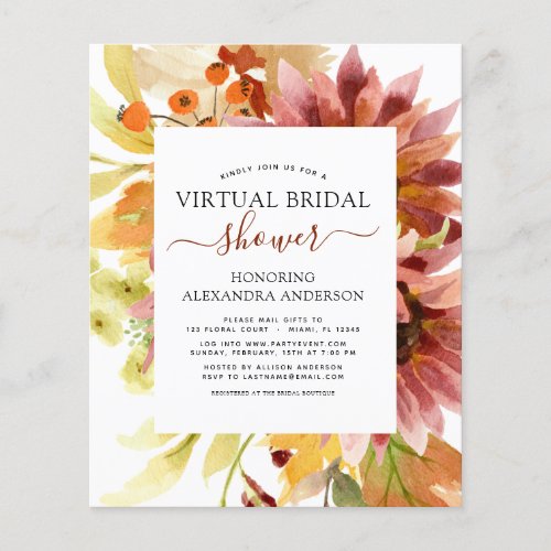 Budget Sunflower Virtual Bridal Shower Burgundy